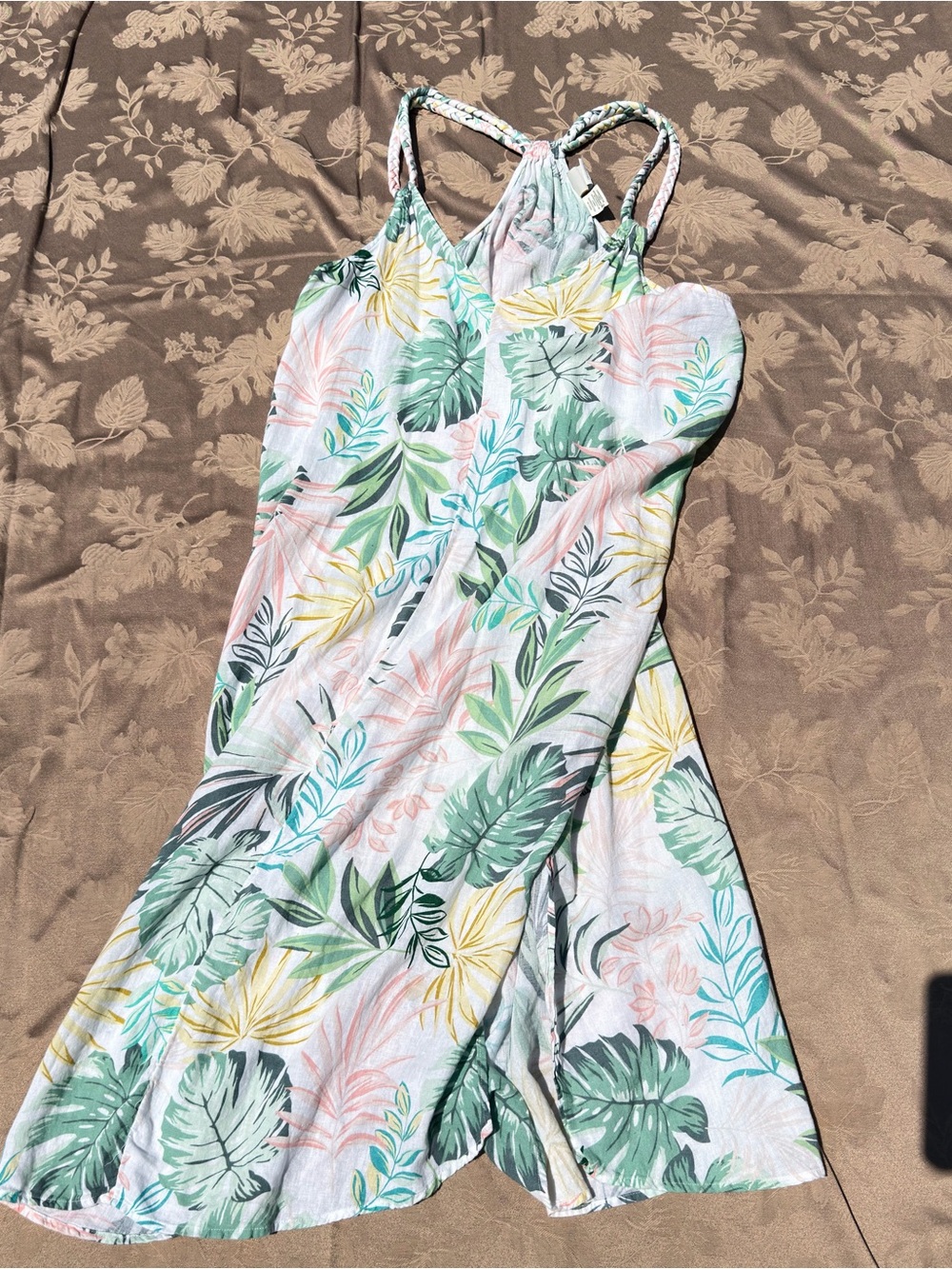 C&C California Tropical Leaf Print Maxi Beach Cover-Up Dress XL - Picture 6 of 8